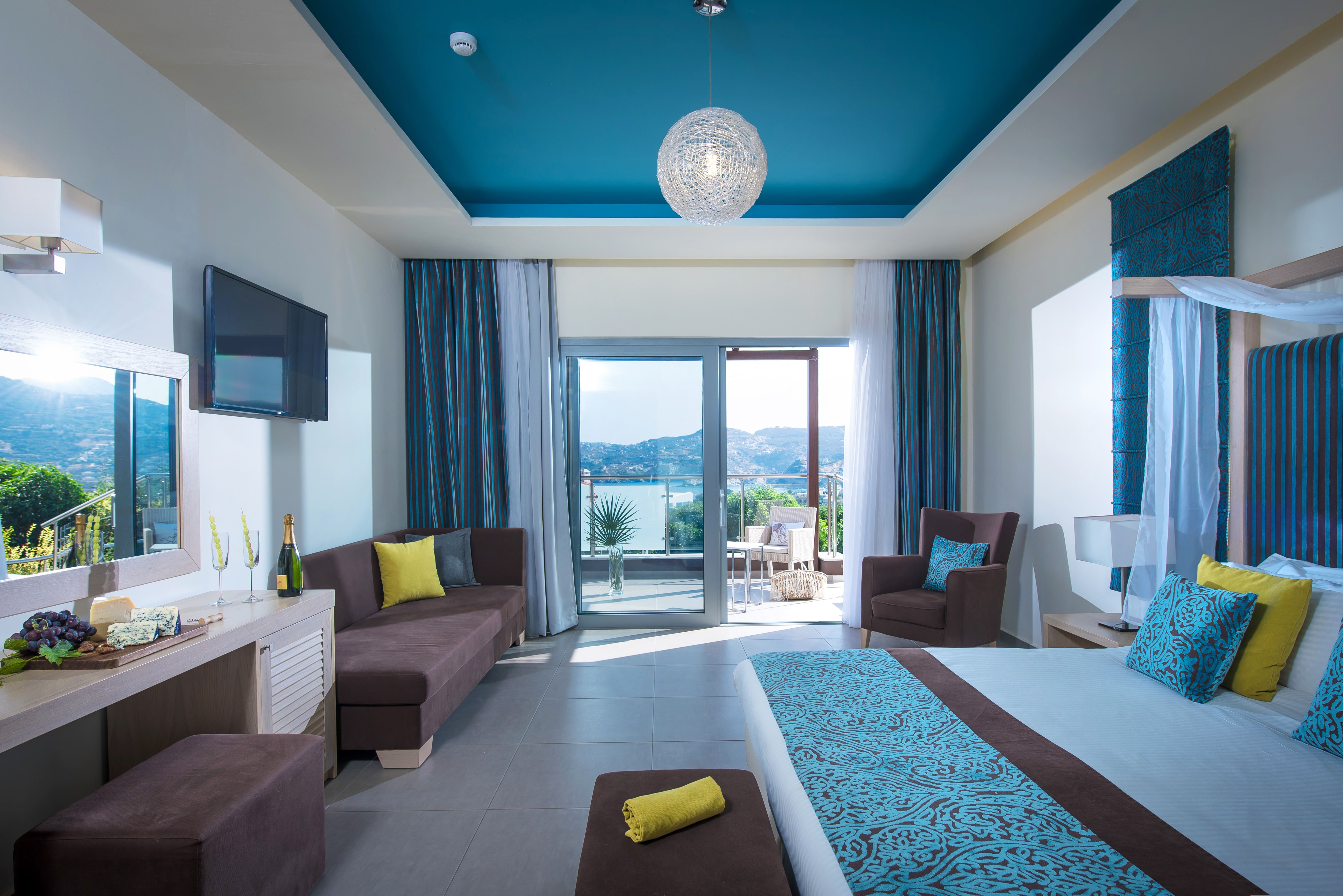 living room in blue rustic luxury room sea view with private pool blue bay resort hotel agia pelagia hotels crete star hotel living room in blue rustic luxury room sea view with private pool blue bay resort hotel agia pelagia hotels crete star hotel